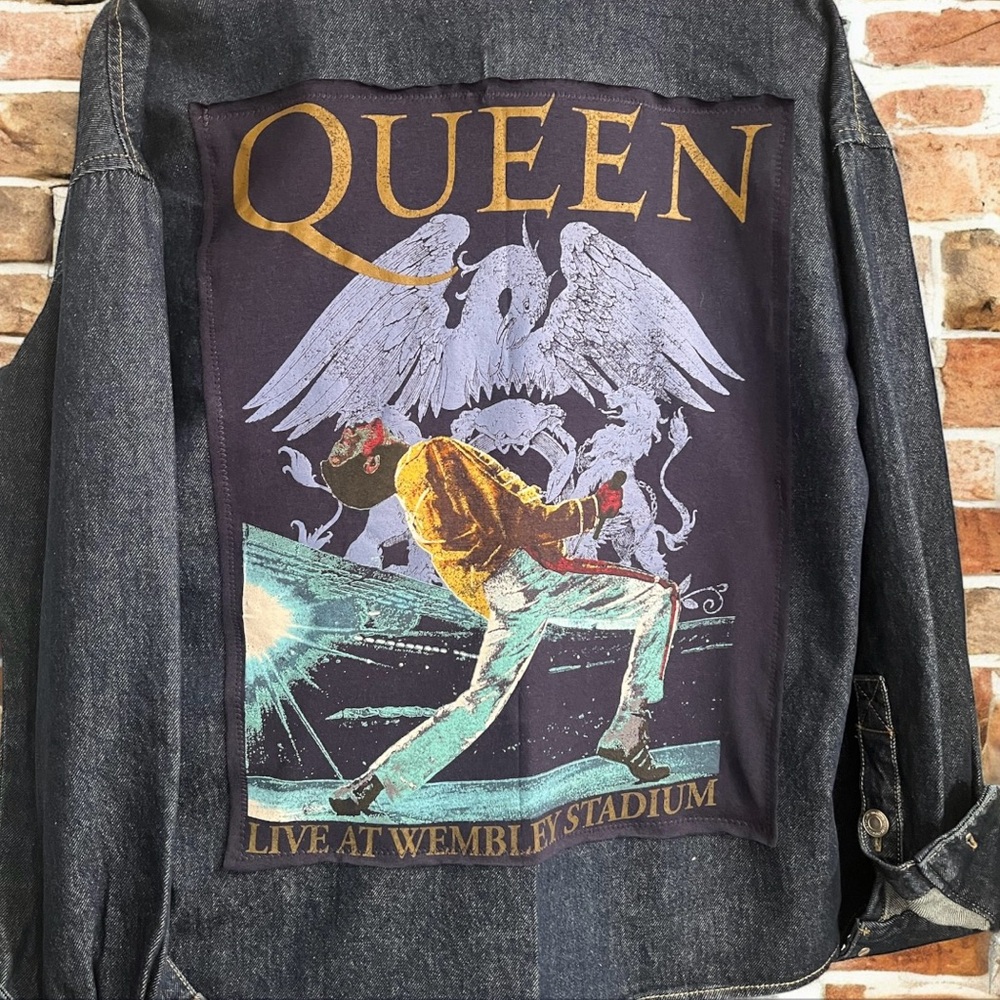 Queen Denim Jacket with Graphic Print
